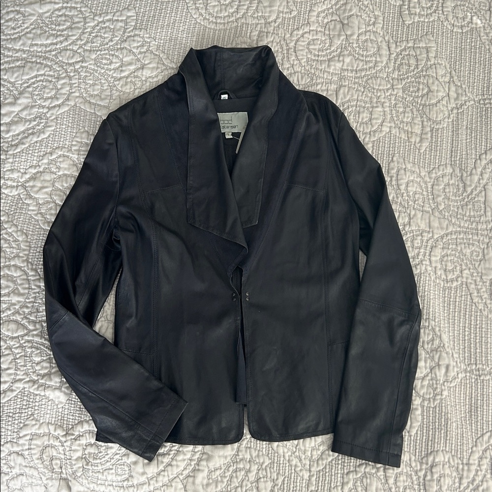Bod Christensen Drape Collar Peplum Style Leather Jacket (Size 6) NWT